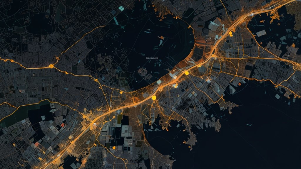 A high-performance computing server running AI-powered GIS analysis, featuring satellite imagery and geospatial neural networks in action.