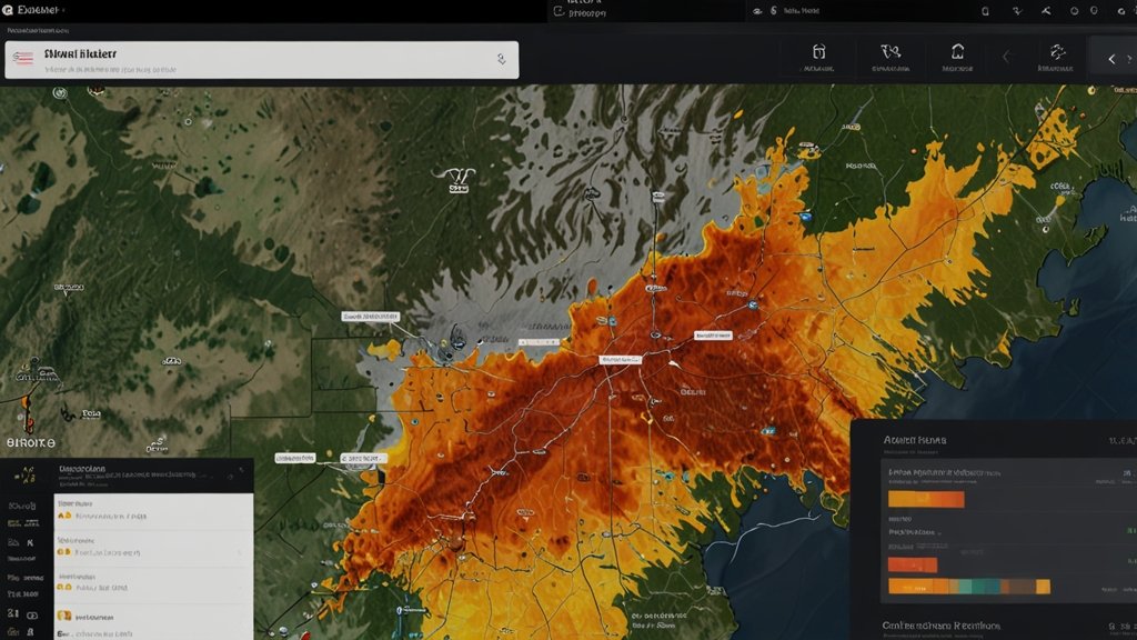 A real-time disaster monitoring dashboard using AI, showcasing live wildfire tracking, flood impact assessments, and automated evacuation route planning.