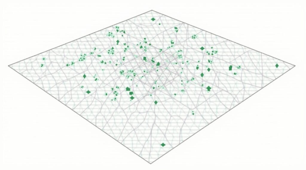Diagram illustrating how elevation points are connected to form a TIN triangle network.